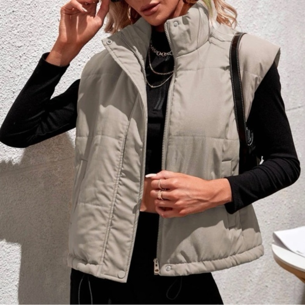 Oversized Khaki‎ Vest Puffer Coat
